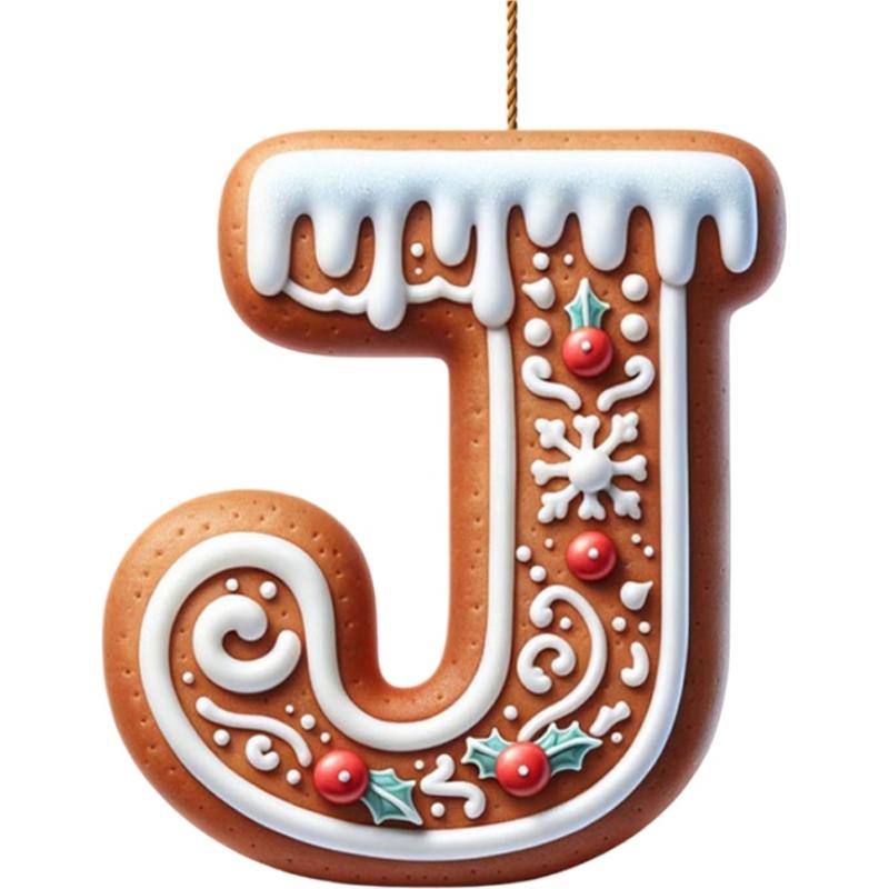26 Letter Acrylic 2D Flat Christmas Letter Pendant Christmas Tree Hanging Pendent Ornament Keychain Holiday Party Decor Supplie