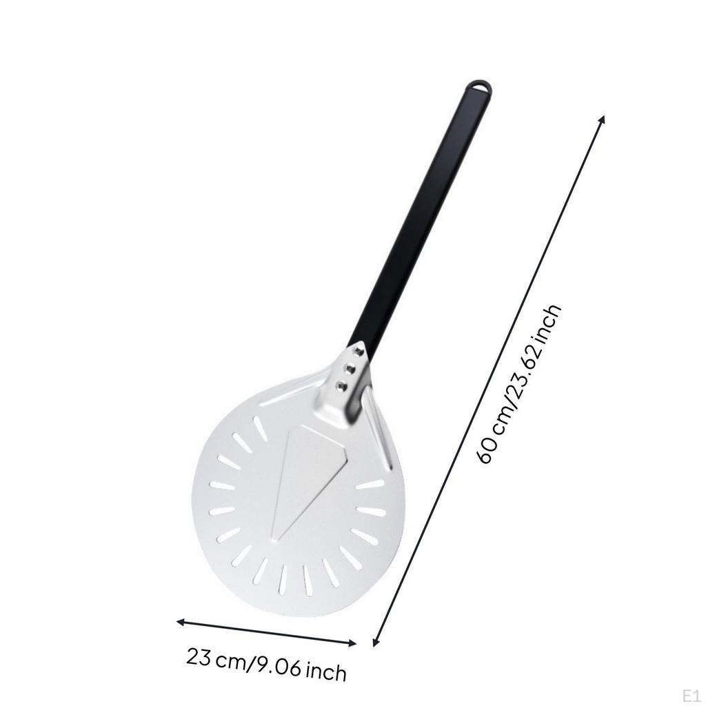 Perforated Pizza Peel Lightweight with Hanging Loop for Home Cooks L Blk Handle