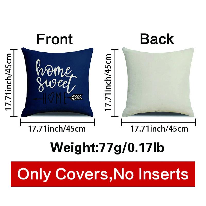 Ins Styl Modrý Listový Vzor Tištěný Čtvercový Povlak na Polštář Měkká Směs Povlak na Polštář Polštářnice Obývací Pokoj Domácí Dekorace