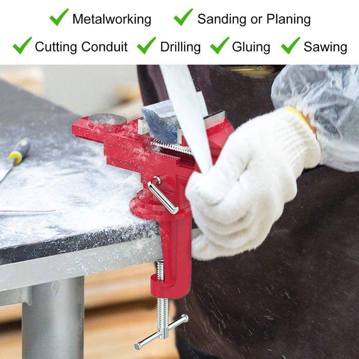 Etau - Housolution - Sauterelle - Mâchoires épaisses - Base pivotante 360° - Acier moulé