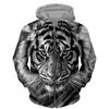 Tiger 3D Print Zip-Up Hoodie Youth Casual Loose Fit Winter Sweatshirt