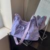 New large-capacity nylon canvas bag women's simple drawstring lightweight casual shoulder oblique span bag tote bag