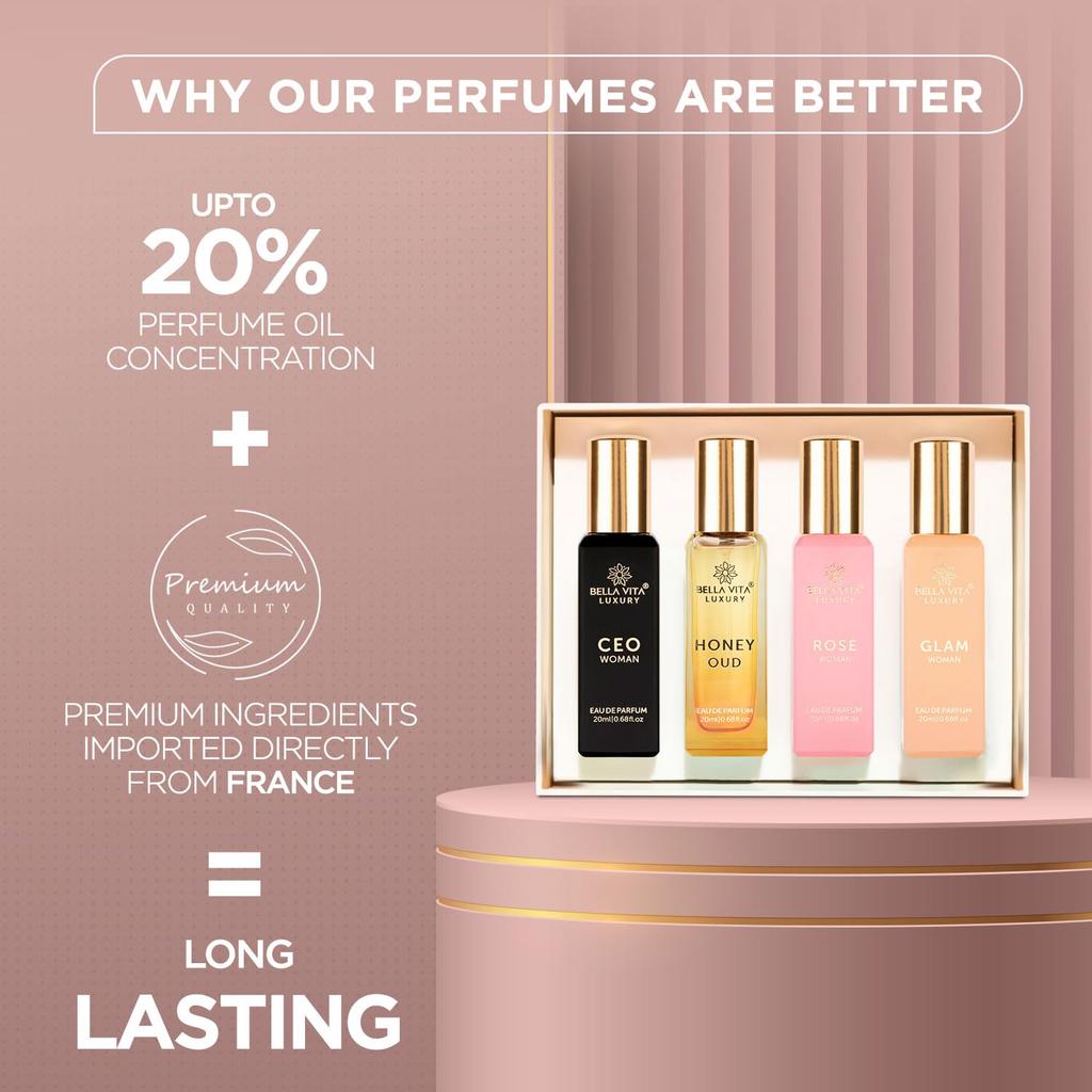 Bella Vita Luxury Woman Eau De Parfum Gift Set 4x20 ML for Women with CEO