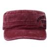 Spring/Summer Washed Cotton Curved Brim Baseball Cap with Letter Embroidery - Unisex Flat-Top Military Style