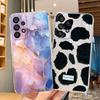 White Leopard Print Transparent Phone Case For Samsung A53 A33 A73 A23 A22 A21S A32 A52 A51 A71 Artistic Pink Marble Clear Cover