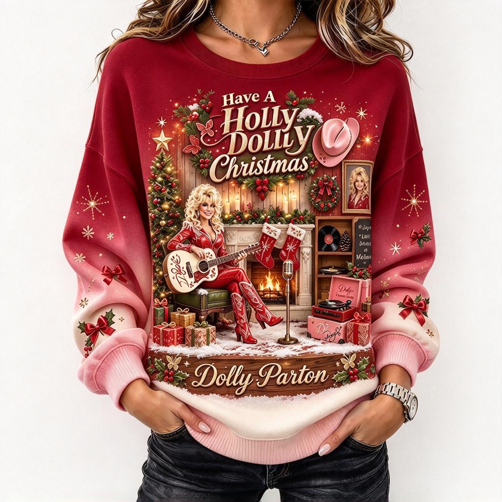 Women's Fashion Crewneck Graphic Print Pullover Long Sleeve Top for Everyday Wear
