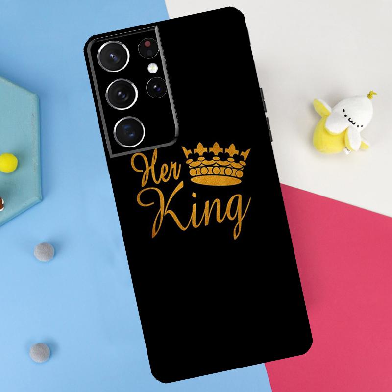 King Queen Couple Lovers Back Case For Samsung Galaxy S25 S24 S22 S23 S26 Ultra Plus S20 S21 FE S10 S25 FE Soft Cover