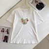 High-Quality European 3D Heart Letter Embroidered Round Neck T-Shirt