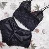 Bluelans Tall Shop 2Pcs Sexy Women See-through Lace Tube Top Bra Satin Short Pants Pajamas Set