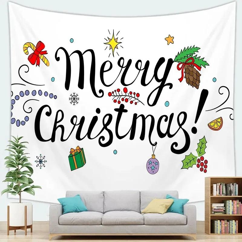Christmas Theme Cartoon Christmas Tree Tapestry Living Room Bedroom Home Christmas Decoration
