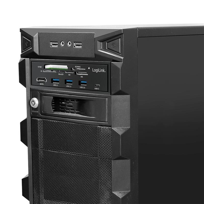 LogiLink 5.25” PC HUB Multifunction Panel 6-in-1 USB 3.0 eSATA Card Reader