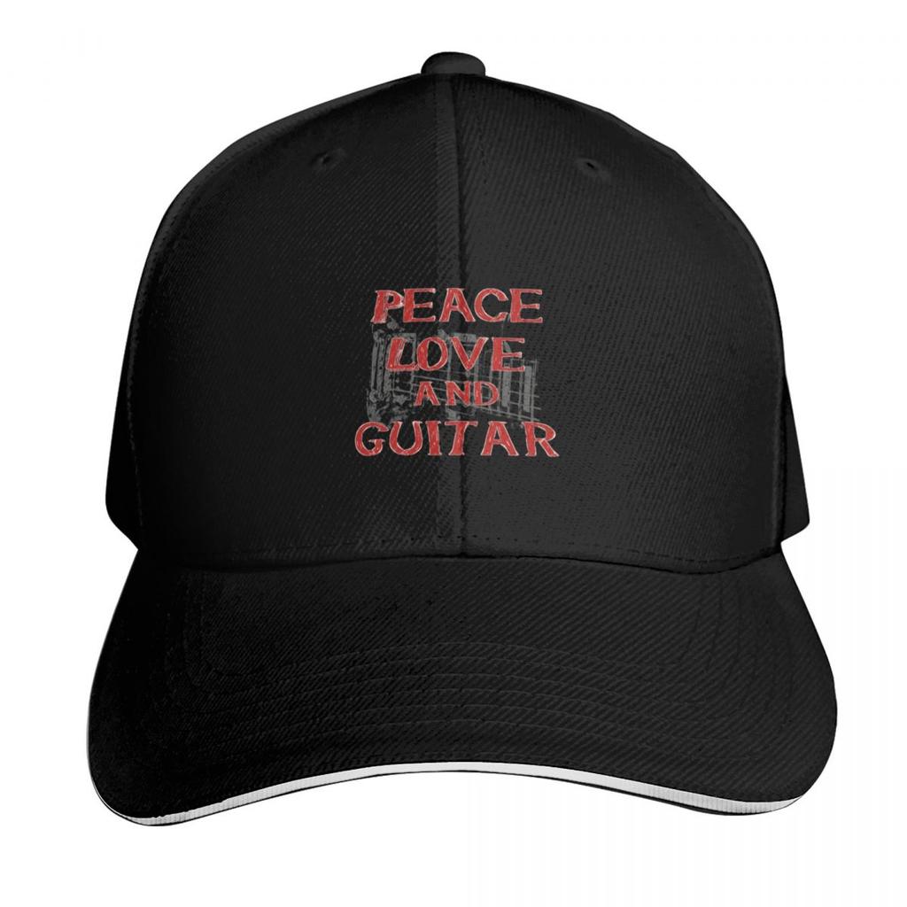 Peace love and guitar Baseball Cap Curved Brim Classic Fit Low Profile Unstructured Unisex for Unisex Women