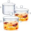 3 Pcs Glass Cooking Pot Set Heat Resistant Clear Saucepans with Lids for Stovetop Pasta Noodles