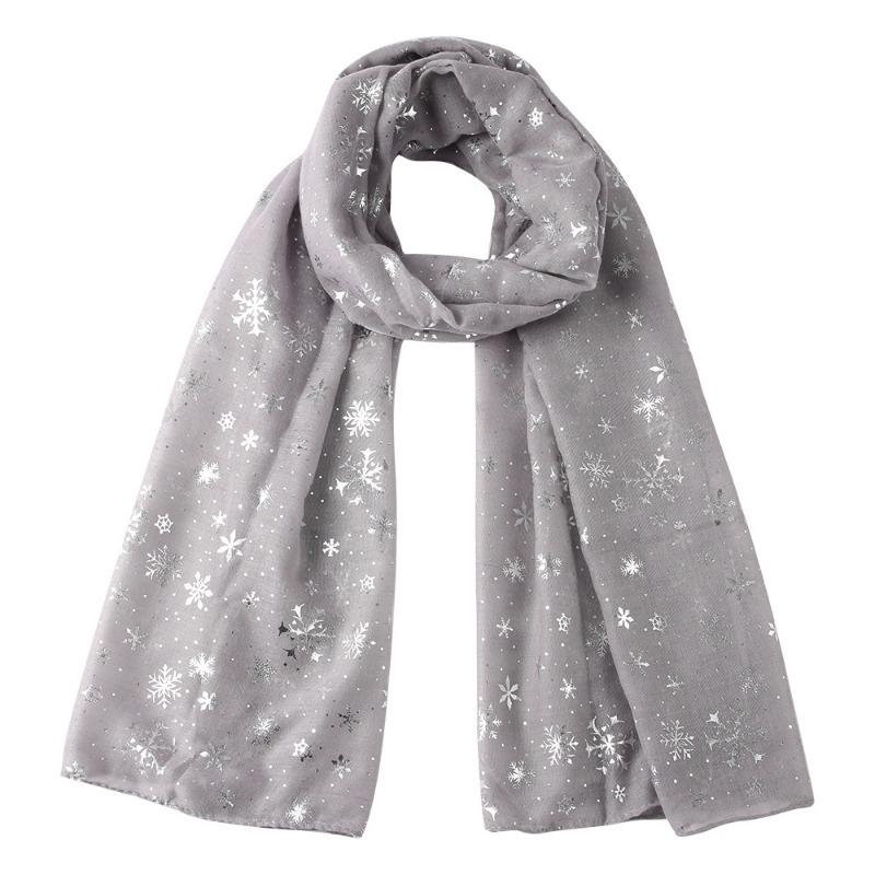 Autumn and Winter Scarf Women's New Christmas Gift Snowflake Hot Silver Polka Dot Silk Scarf Cotton Shawl Christmas Scarf