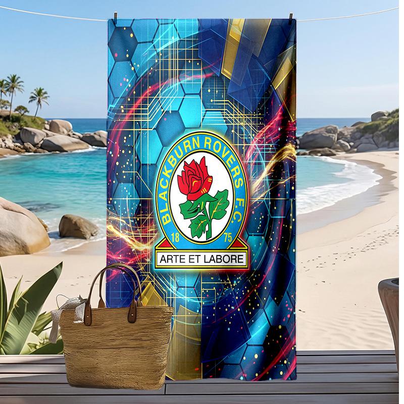 Blackburn Rovers Football Print Beach Towel, Large Soft Quick Dry Towel for Beach Camping Swimming