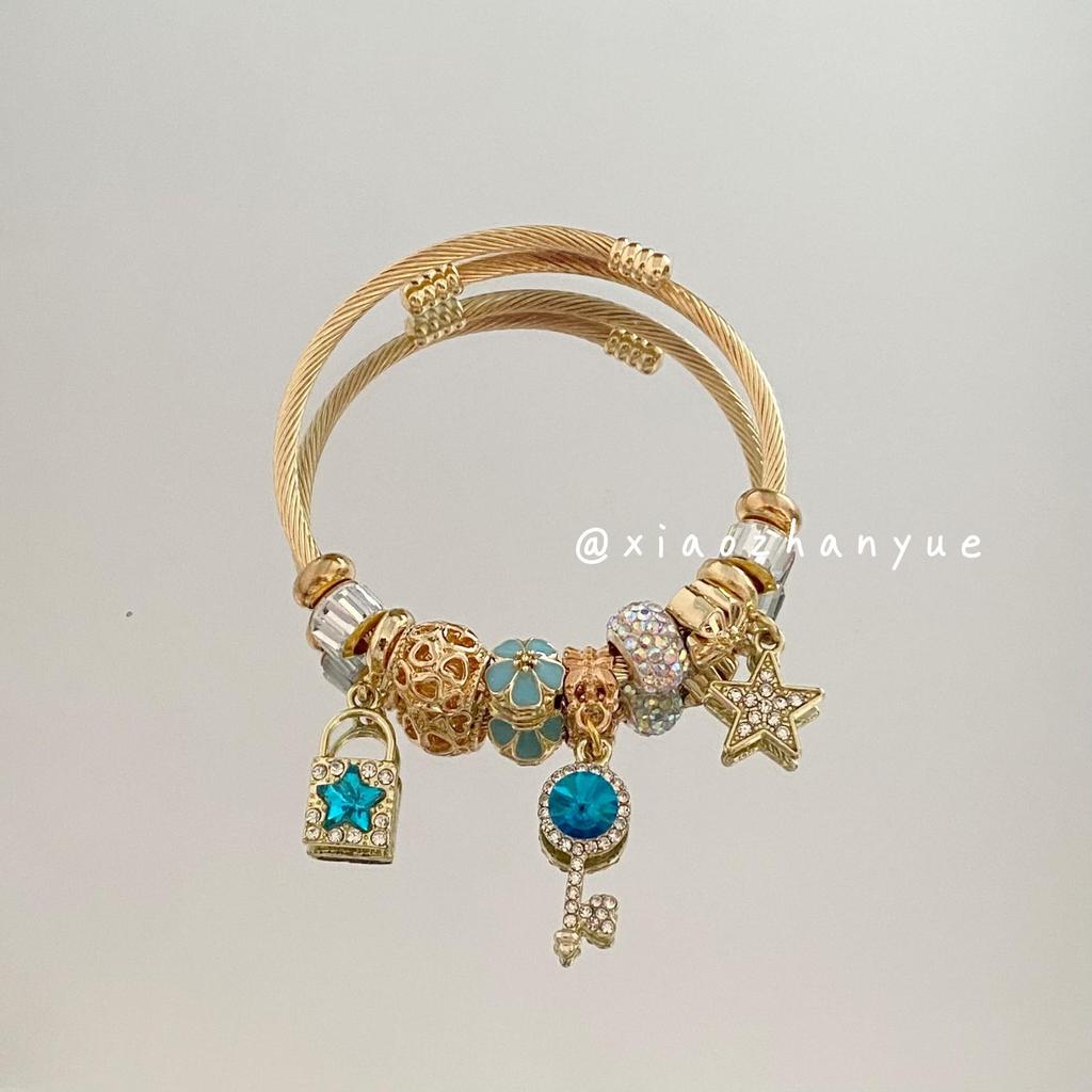 Panjia Dora Women's Stainless Steel Beaded Bracelet - European American Versatile Luxury Jewelry