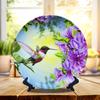 Small Bird Hummingbird Pink&Purple Flowers Decorative Plate Decorative Ceramic Plates Home Wobble-Plate with Display Stand Decoration Household