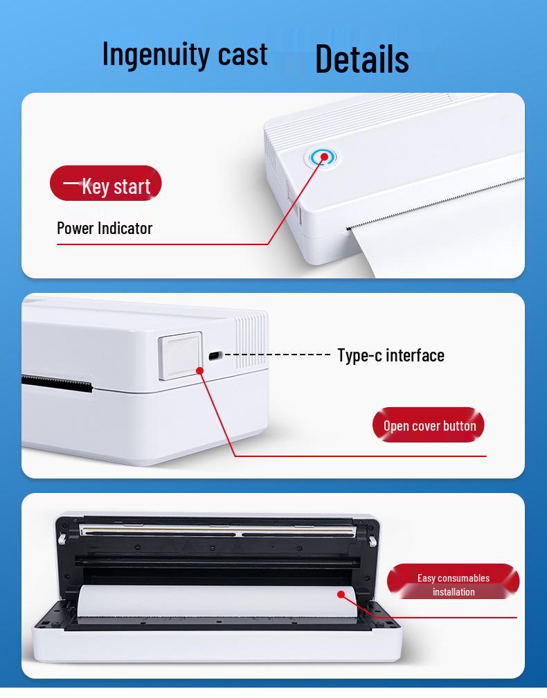 Wireless Portable Inkless A4 Printer for Home, Student, and Office