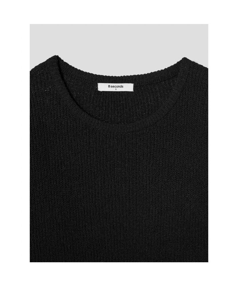8SECONDS Solid Loose Fit Boat Neck Pullover Black