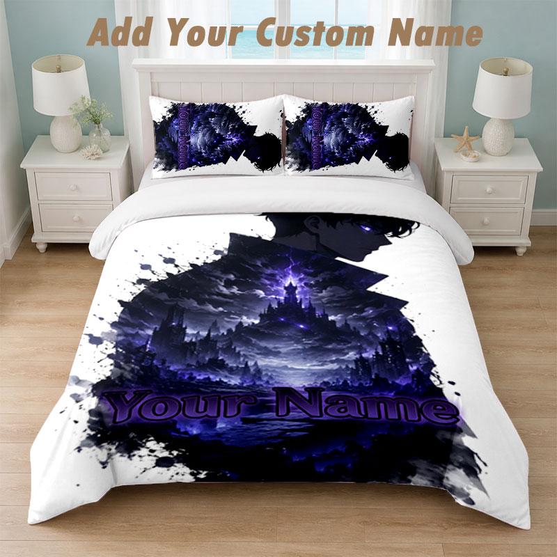 Bedding Set 1 Duvet Cover 2 Pillowcases Solo Leveling Print Soft Bed Linen Bedroom Decor