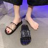Indoor Home Trendy One-word Flat Shoes Fashionable High-value Crystal Cool Slippers Women's 2025 Summer and Autumn New Models