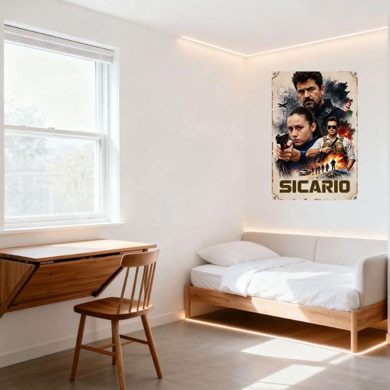 Sicario Movie Metal Tin Sign Vintage Crime Thriller Art Wall Decor for Home Bar Man Cave