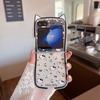 New Hello Kitty Cat Ear Glitter Clear Phone Case With Pearl Pom Pom Lanyard For Samsung Galaxy Z Flip 3 4 5 6 7 INS Cute Shockpr