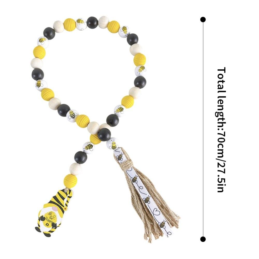 

Гирлянда из деревянных бусин с пчелами, Декор для многоярусного подноса в стиле фермерского дома, Весенне-летние подарки, Домашний декор с кисточками, Натуральные деревянные бусины