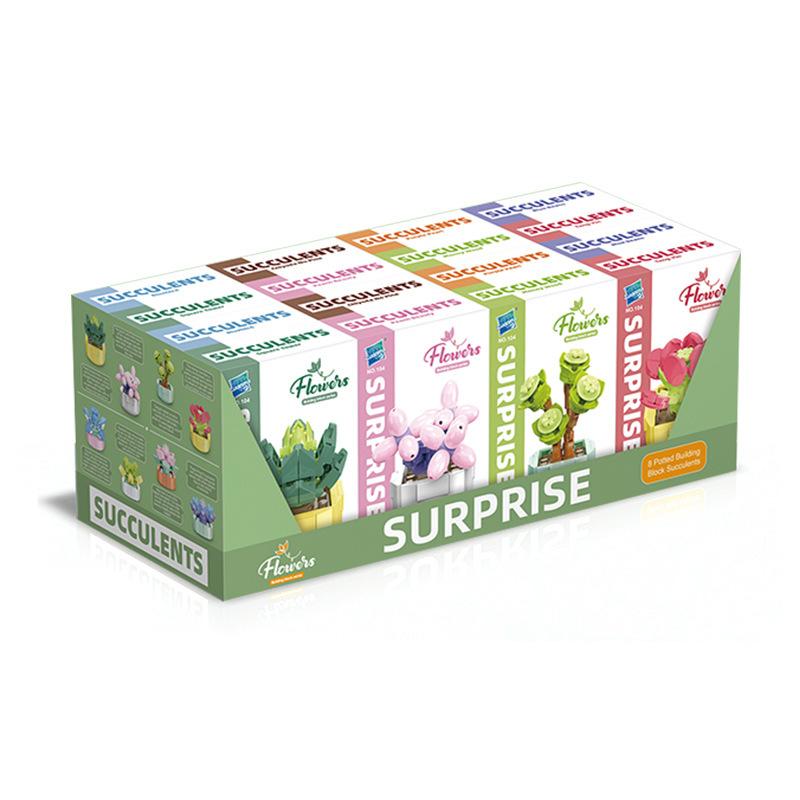 Educational Small Particles Mosaic Building Block Flower Simulation Tang Yin Succulent Potted Plant Compatible With A High Building Block Model Toy