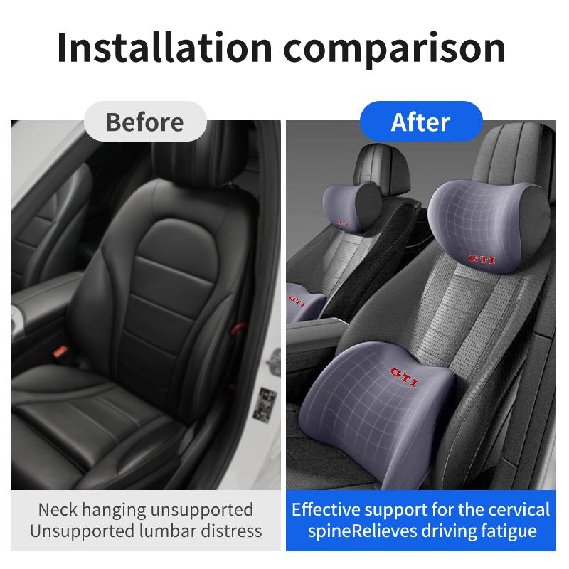 2026 Hot For Volkswagen VW Car Lumbar Back Support Headrest Neck Pillow Car Seat Cushion For Volkswagen VW Golf GTI Polo Passat