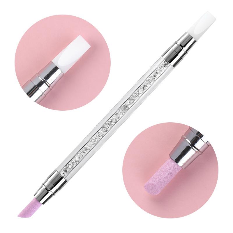 1 Pcs Double End Multi-Functional Silicone Nail Pen Quartz Cuticle Nail Polish Stick Grinding Dead Skin Remover For Nail Pen