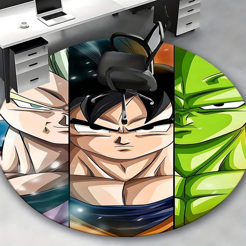 1pc Dragon Ball Z Goku Vegeta Piccolo Anime Cartoon Design Round Carpet Office Chair Mat Non-Slip Rug for Home Decor Living Room