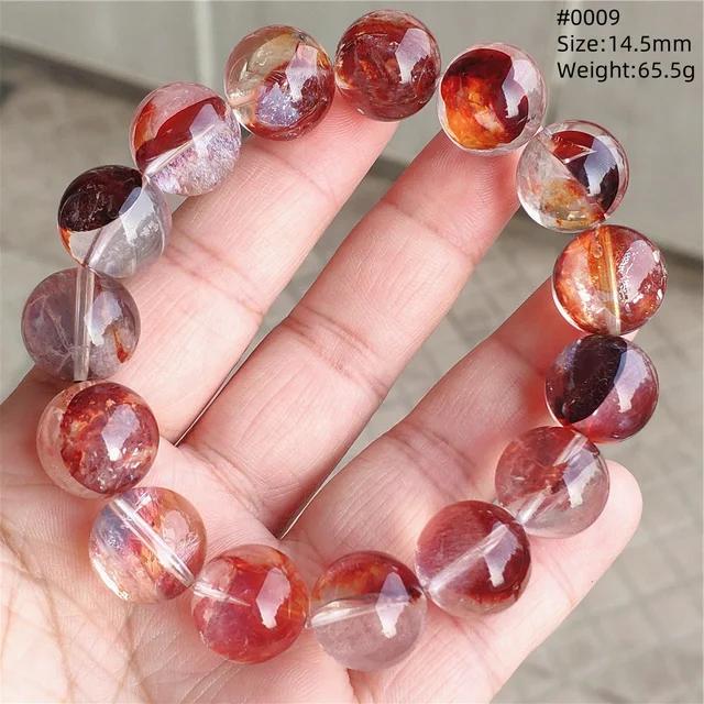 Natural Red Limonite Quartz Trendy Strand Bracelet Rare Stretch Yellow Phantom Round Beads Women Men Jewelry AAAAA