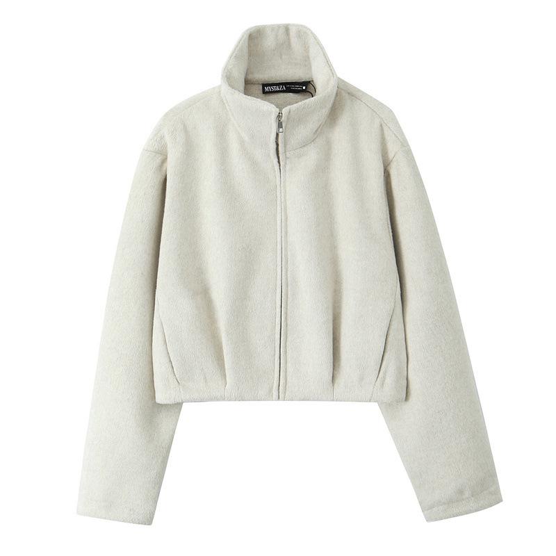 TAOP&ZA Women's Early Spring Stand-Up Collar Long-Sleeve Casual Jacket
