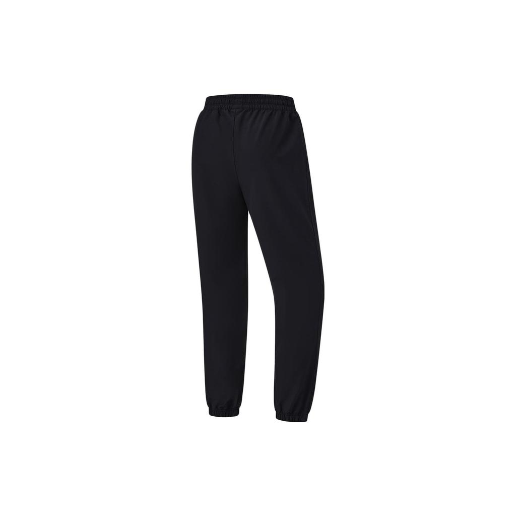 Li-Ning Solid Color Mid-Rise Fleece Cuffed Knit Sports Pants Women Bottoms Black AYKU086-1