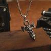 Men's Titanium Steel Cross Necklace with Eye of Horus Pendant