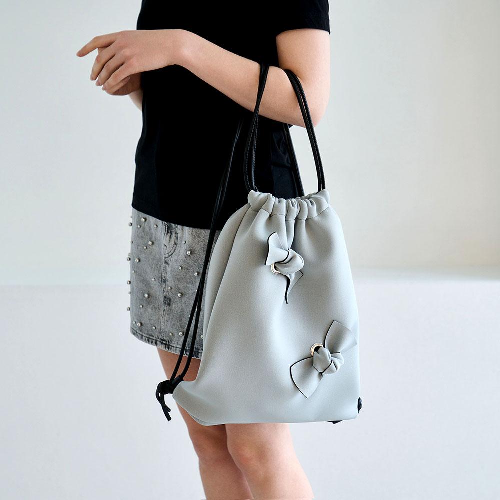 Suin Two Ribbon Backpack - Gray