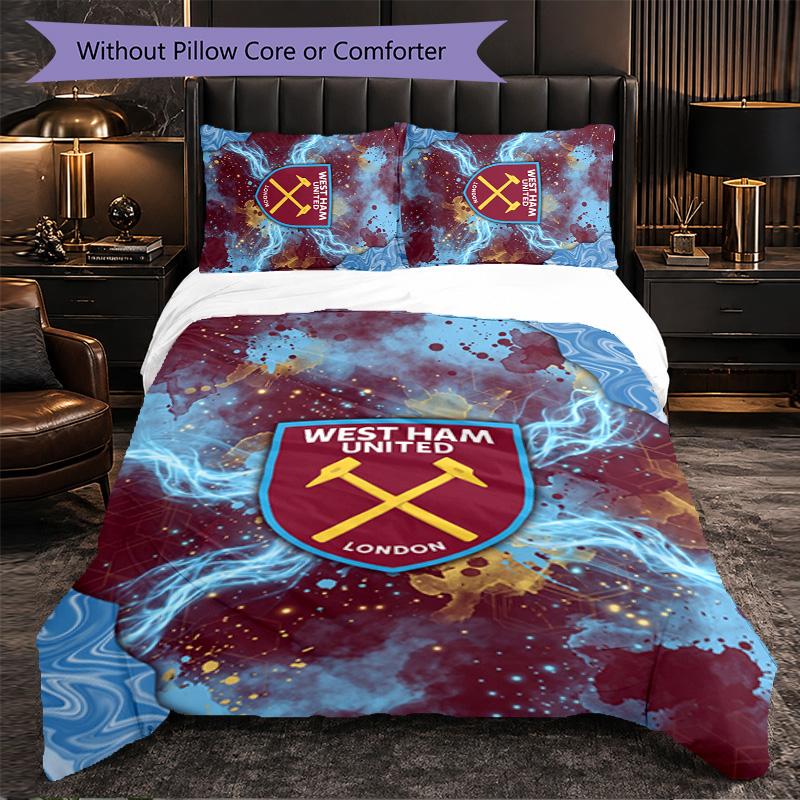 West Ham United Calcio Set Biancheria da Letto 3 Pezzi Morbido Set Copripiumino con Federe Set Decorazione Camera da Letto per la Casa