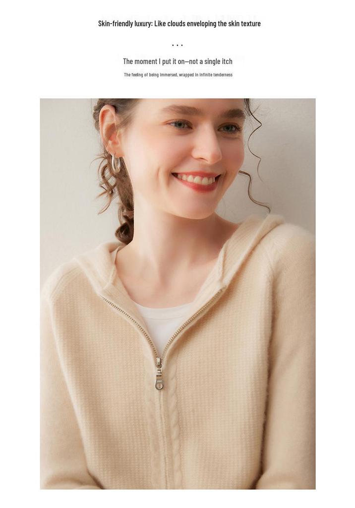 Cardigan Pull Manteau à Capuche en Cachemire pour Femme