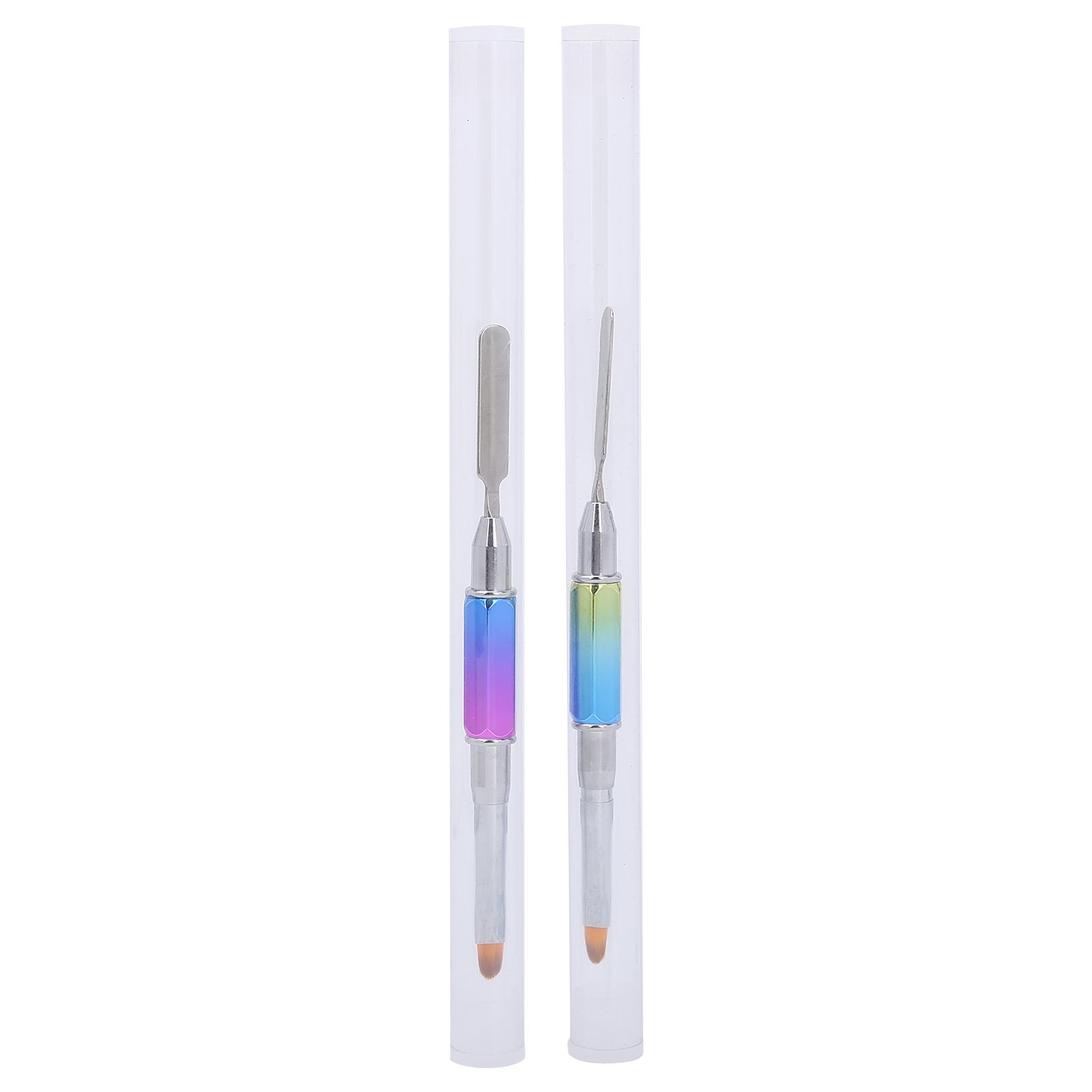 

2pcs DualEnded UV Gel Brush Picker Stainless Steel Portable Nail Brushes Manicure Tool