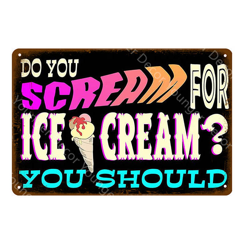 Food Bread Decor Ice Cream Milk Strawberries Pickles Waffles Ploughmans Metal Tin Signs Vintage Poster Wall Art Plaque YI-010