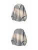 Men's Gray Korean-Style V-Neck Knitwear: Light Luxury, Fake Two-Piece Buttoned High Neck Long Sleeve Sweater Pullover.