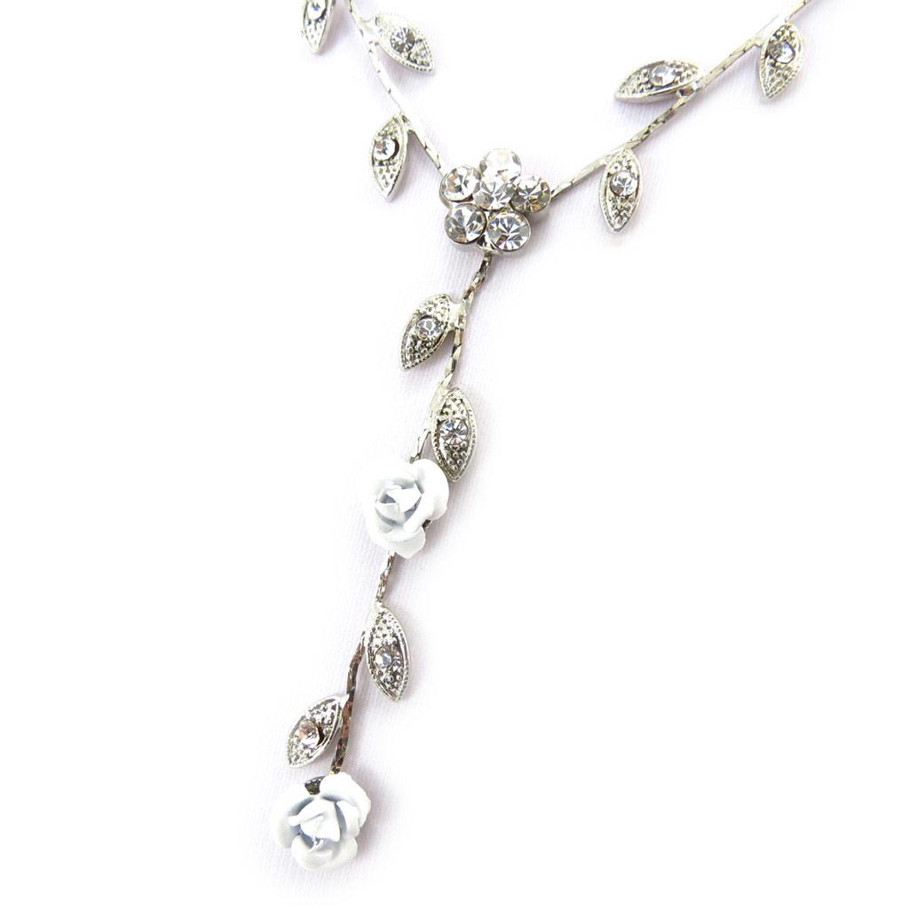 Les Trésors De Lily [K0972] - Silver Gray 'Paradis Floral' Designer Necklace