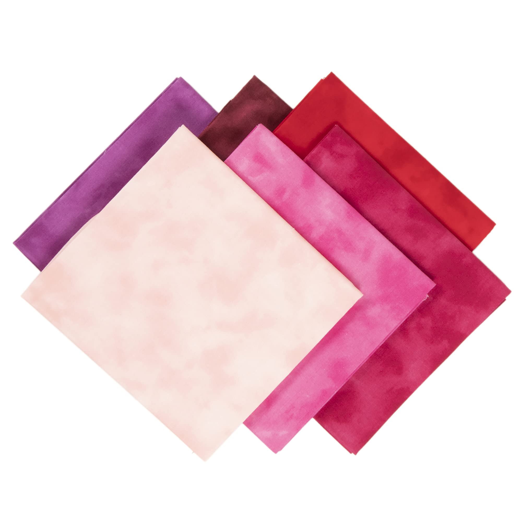 

KIYOHARA Irregularly Dyed Print Mini Cut Cloth Square 50cm x 35cm 6-Color Set, Fabric, Approx. Cut, Col. 1, Pink-Red, TY69MC-6S