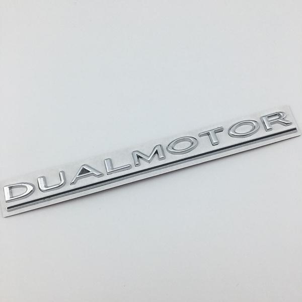 3D Metal DUAL MOTOR Logo for Model 3 S X Roadster P75D P85D P90D P100D Car Rear Trunk Sticker Emblem Letter Badge Styling Accessories