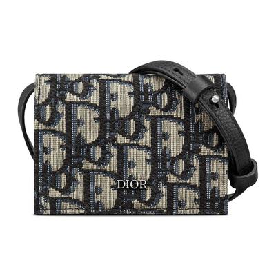 Schräg Gestickte Klassische Monogramm Canvas Umhängetasche Kartenhalter Münzbörse Mini Damen Taschen Denim-Blau 2ESBC262YSE-H05E