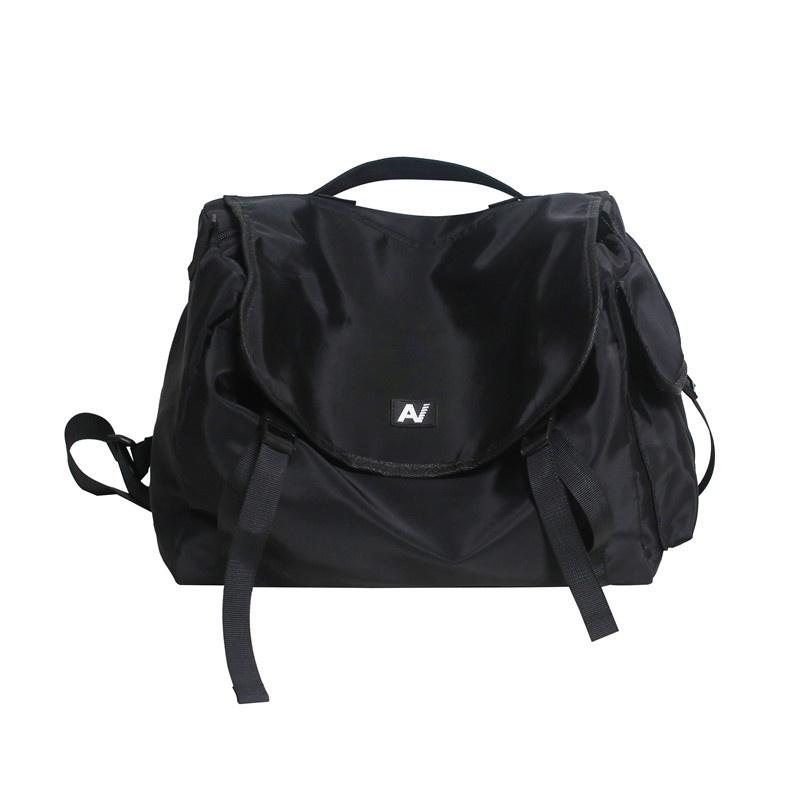 Stylish Street Fashion Crossbody Bag For Men And Women Trendy Nylon Material Breathable Letter Pattern Black Color