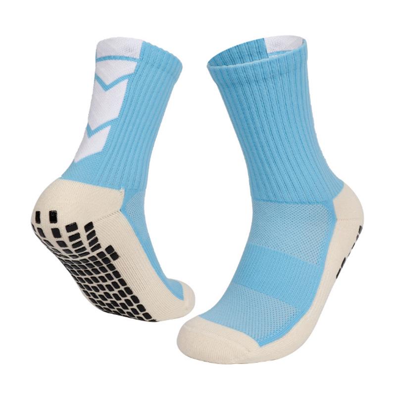 Men's Anti-Slip Mid-Calf Breathable Sports Socks with Towel Bottom for Football, Running, and Basketball.
