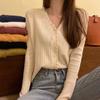 Large Size Women's Spring and Autumn Knitted Cardigan, White Bottoming Shirt, Long-sleeved Versatile Fat Mm Belly-covered V-neck Shirt