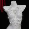 Multi Layer Rhinestones Bowknot Bikini Body Chain Chest Decoration For Women Bold Statement Jewelry Party Accessory